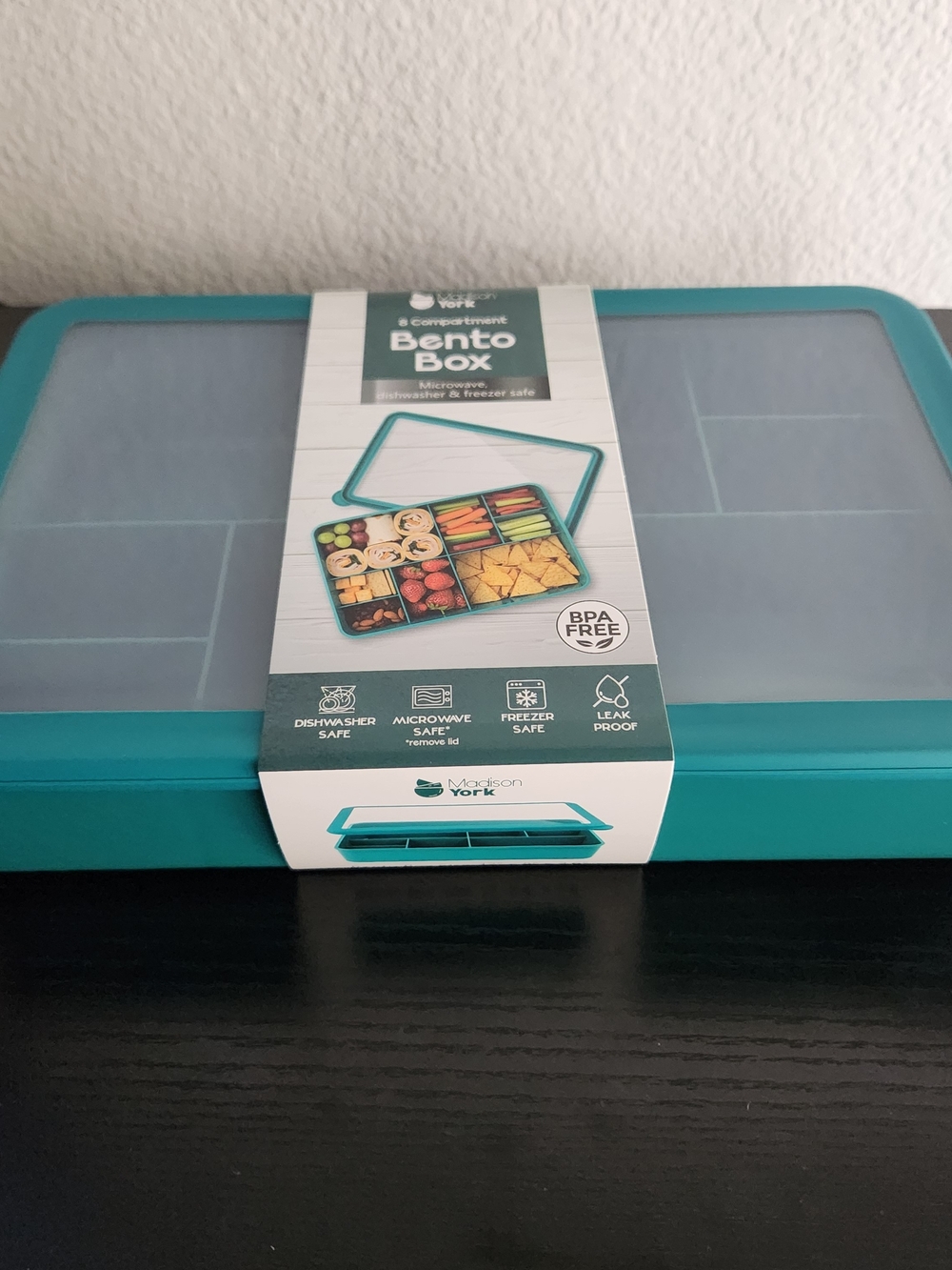 Madison York 8 Compartment Bento Box Container in Teal 12x8x2.6 BPA Free